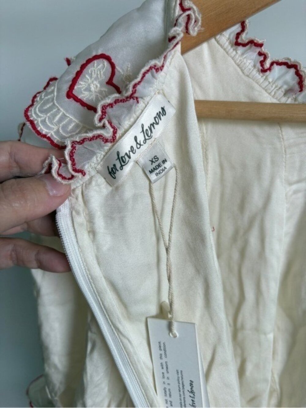 $369 NWT For Love And Lemons “Amor”Embroidered Mini Dress in Cream Sz XS - Picture 3 of 14
